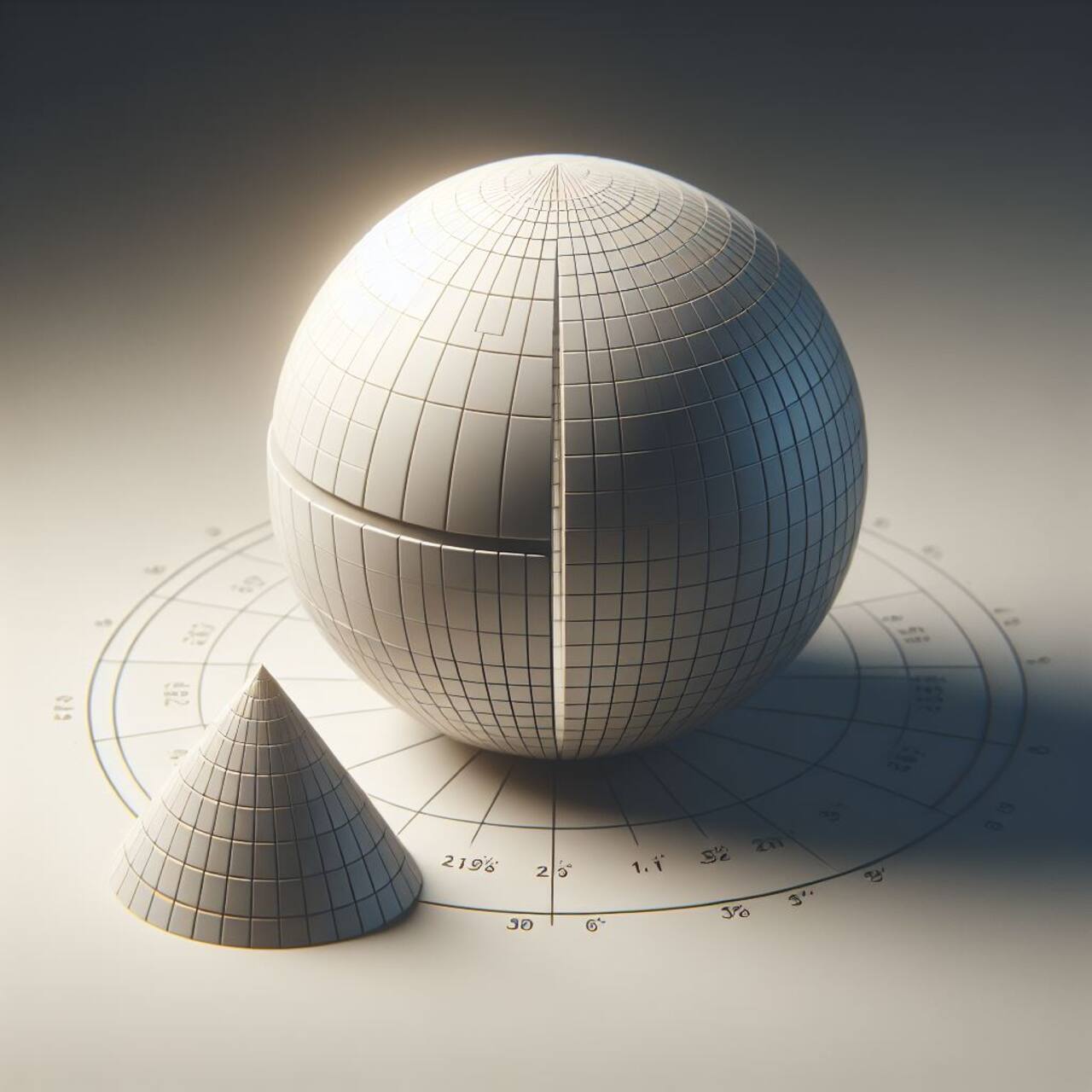 Cone volume from sphere = base × height / √8